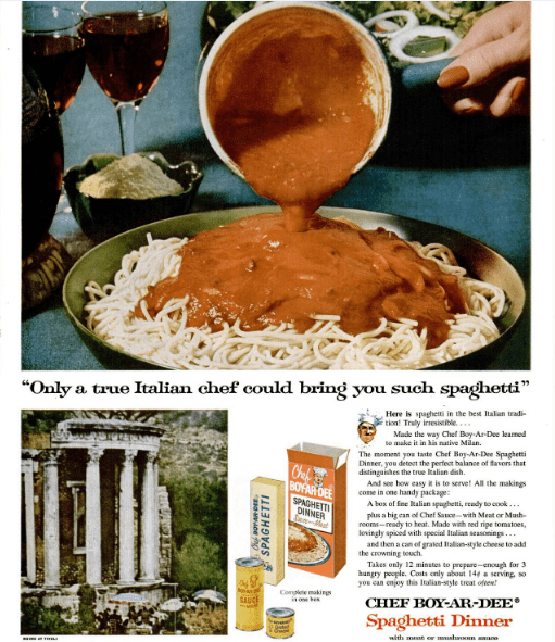 ChefBoyArDeeSpaghettiDinnerAd1956