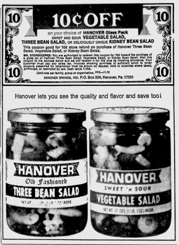 HanoverThreeBeanSalad1970